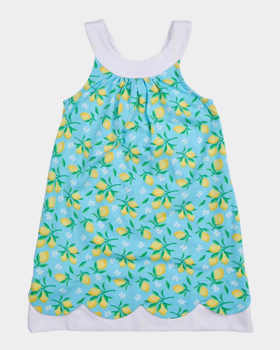 Girl's Sleeveless Lemon-Print Dress, Size 2-6
